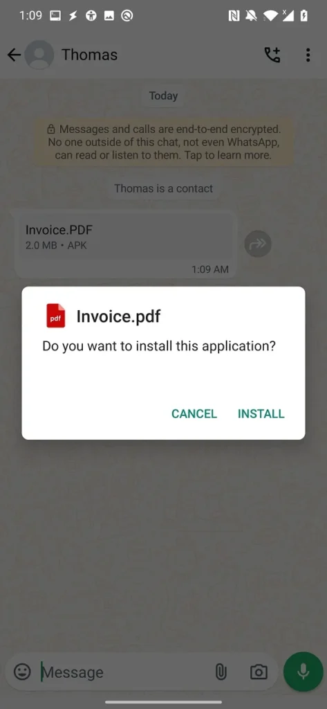 Figura 5. Solicitação ao usuário para instalar o aplicativo Invoice.pdf